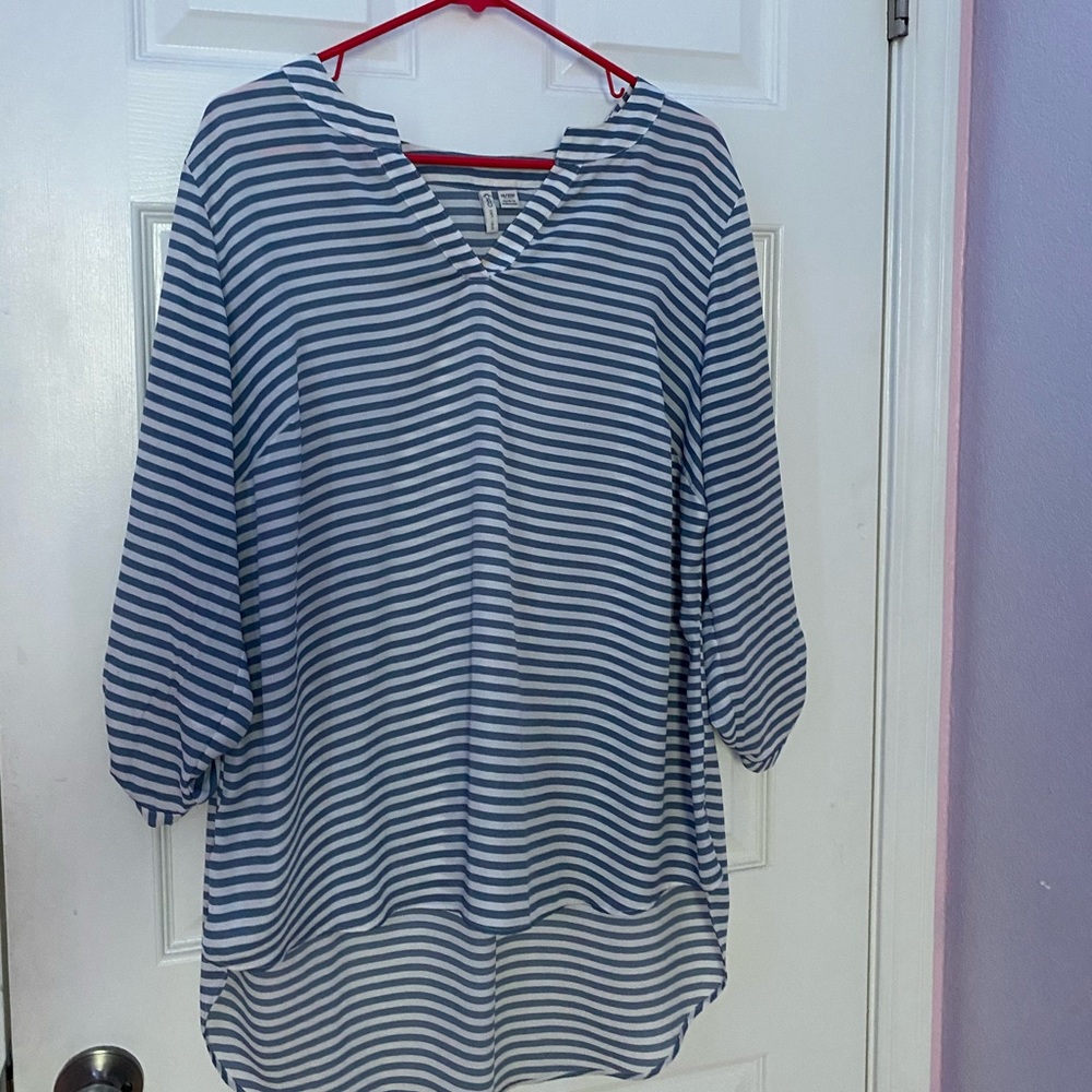 Blue and white striped Cato top